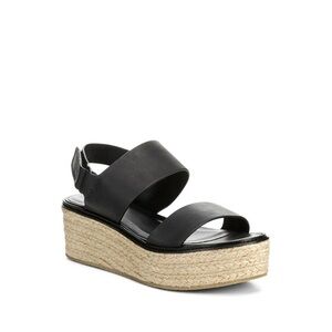Vince Women's Janet Leather Platform Wedge Espadrille Sandals sz 10